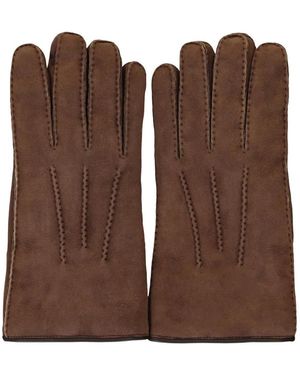 Moorer Stitch Detail Gloves - Brown
