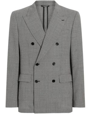 Dolce & Gabbana Double-Breasted Houndstooth Jacket - Gray