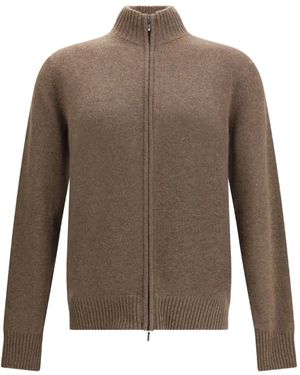 Loro Piana High-neck Zip-front Cardigan - Brown