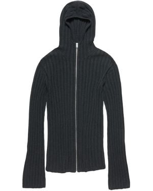 Acne Studios Ribbed Zip-Up Hooded Cardigan - Black