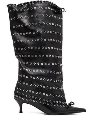 August Barron 60Mm Eyelet Pointed-Toe Boots - Black