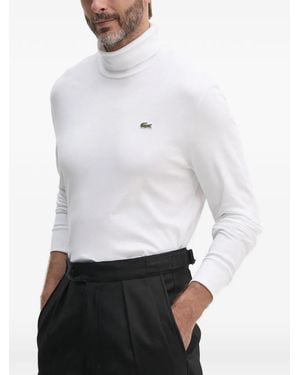Lacoste Roll-Neck Logo Knitwear - White