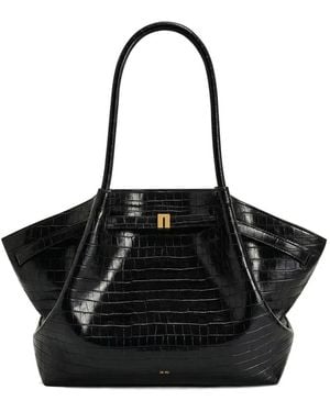 JW PEI Hana Croc-Effect Tote Bag - Black