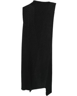 Issey Miyake Pleated Sleeveless Asymmetrical Dress - Black