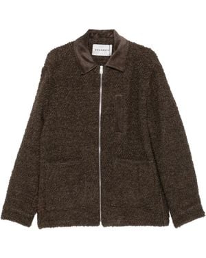 Amaranto Bouclé Corduroy-Collar Jacket - Black
