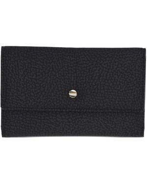 Borbonese Textured Snap-Fastening Wallet - Black