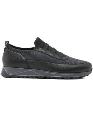Doucal's Leather-Panel Sneakers - Black