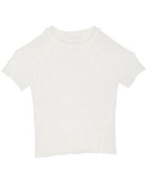 Fleur du Mal Pointelle-Knit Lace T-Shirt - White