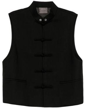 TEAM WANG design Frog-Fastening Sleeveless Jacket - Black