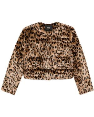 Maje Leopard-Print Buttoned Jacket - Natural