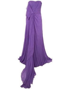 Alberta Ferretti Draped Strapless Maxi Dress - Purple