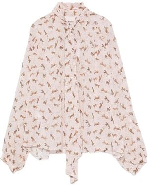 iBlues Blouse Met Dierenprint En Strikkraag - Roze