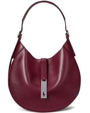 Polo Ralph Lauren Polo Id Curved-Handle Leather Bag - Purple