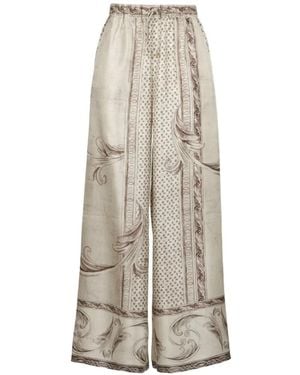 Max Mara Elasticated-Waist Printed Trousers - White