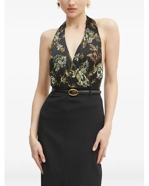 MARCIANO BY GUESS Guilded Floral-Sequin Bodysuit - Black