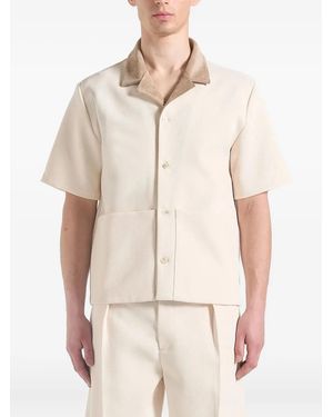 Manière De Voir Joel Suede-Collar Twill Shirt - Natural