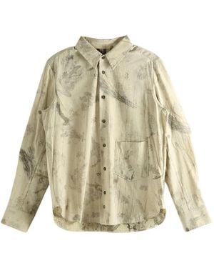 Ziggy Chen Abstract-Print Cotton Shirt - White
