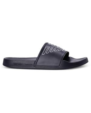 Emporio Armani Logo-Embossed Slides - White