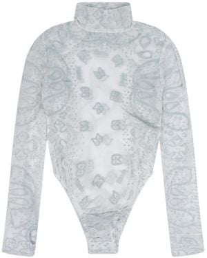 Rhude Bandana-Print Mesh Bodysuit - White