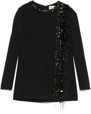 Elie Saab Embroidered Cady Blouse - Black