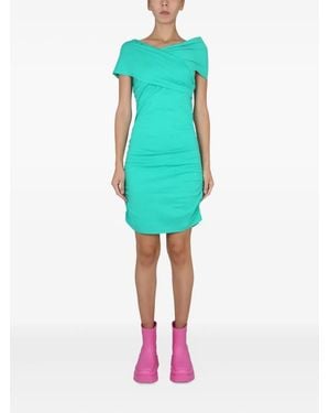 MSGM Robe Courte À Détails Drapés - Blue