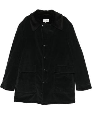 MM6 by Maison Margiela Shearling-Collar Coat - Black