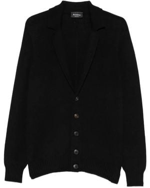 AROVESCIO Notched-Lapel Button-Up Cardigan - Black