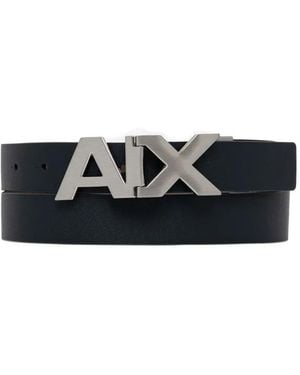 ARMANI EXCHANGE Reversible Logo-Buckle Belt - Black