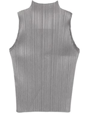 Pleats Please Issey Miyake Haut Plissé À Design Sans Manches - Gris