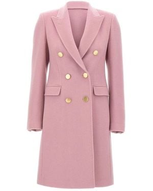 Tagliatore Double-Breasted Peak-Lapel Coat - Pink