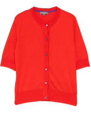 N.Peal Cashmere Short-Sleeved Cardigan - Red