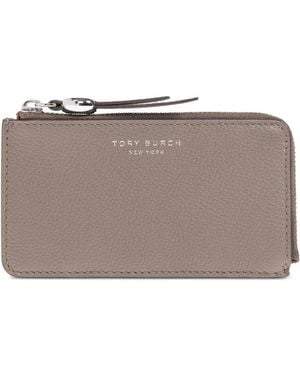 Tory Burch Zip Leather Cardholder - Grey