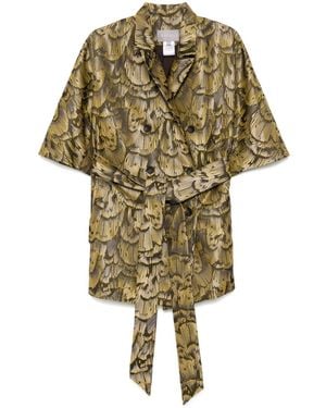 Amsale Feather Jacquard Coat - Multicolour