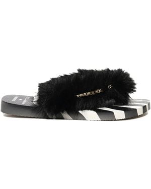 Dolce & Gabbana Zebra-Print Faux-Fur Sandals - Black