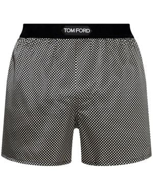 Tom Ford Boxershorts Met Logoband En Stippen - Grijs