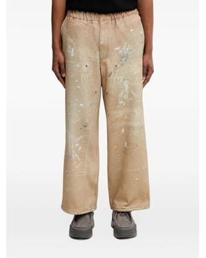 Beams Plus Paint-Splatter Double-Knee Pants - White