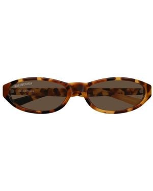 Balenciaga Neo Tortoiseshell-Effect Oval-Frame Sunglasses - Brown