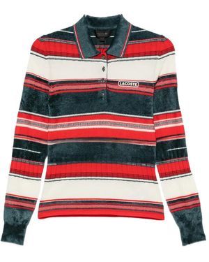 Lacoste Striped Polo Jumper - Red