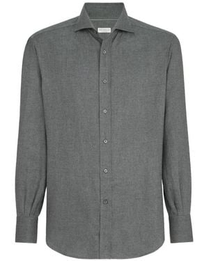 Brunello Cucinelli Chevron Flannel Shirt - Grey