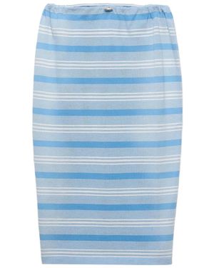 Prada Bayadere Print Piqué Skirt - Blue