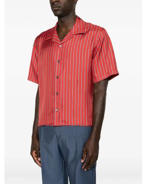 Versace Meandros-Print Silk Shirt - Red