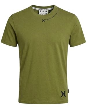 John Richmond Katoenen T-Shirt Met Logoprint - Groen