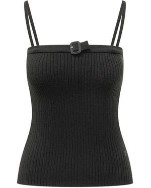 Courreges Ribbed Tank Top - Black