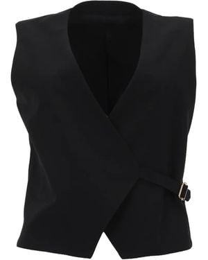 PT Torino Angela Buckle-Fastening Wrap Waistcoat - Black