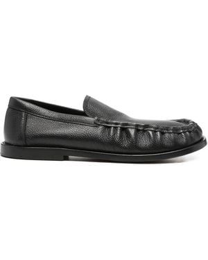 Paura Grained-Leather Gathered Loafers - White