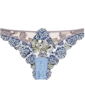 Fleur du Mal Hydrangea Embroidered Briefs - Blue