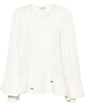 Lanvin Gathered Drop-Shoulder Kaftan - White