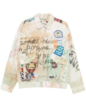 Evisu Graffiti-Print Zip-Up Jacket - White