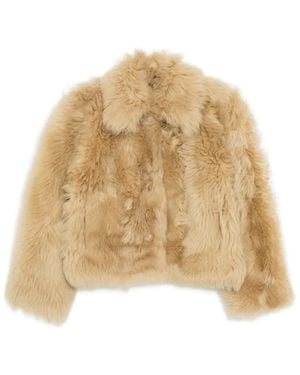 Cynthia Rowley Shearling Cropped Jacket - Natural