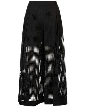 MEIMEIJ Perforated Palazzo Trousers - Black